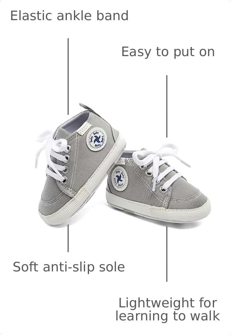 Baby Girls Boys Shoes Soft Anti-Slip Sole Newborn First Walkers High Top Canvas Denim Unisex Infant Sneaker