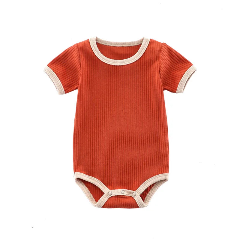 SoftNest – Ribbed Cotton Short Sleeve Romper for Newborns