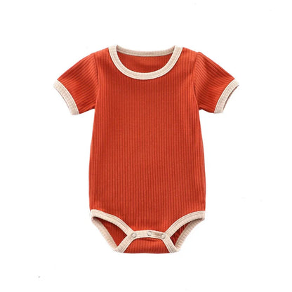 SoftNest – Ribbed Cotton Short Sleeve Romper for Newborns